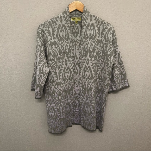 Sigrid Olsen Gray Patterned Cardigan - Picture 1 of 8